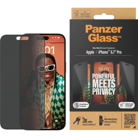PanzerGlass Privacy Screen Protector for Apple iPhone 15 Pro Max | Ultimate Protection & Ultra-Wide Fit